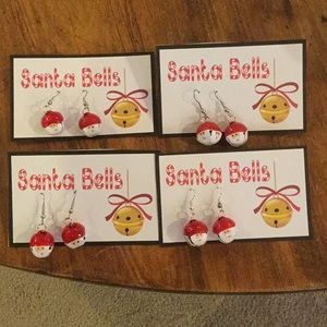 Santa Jingle Bell Earrings - 4 Pairs